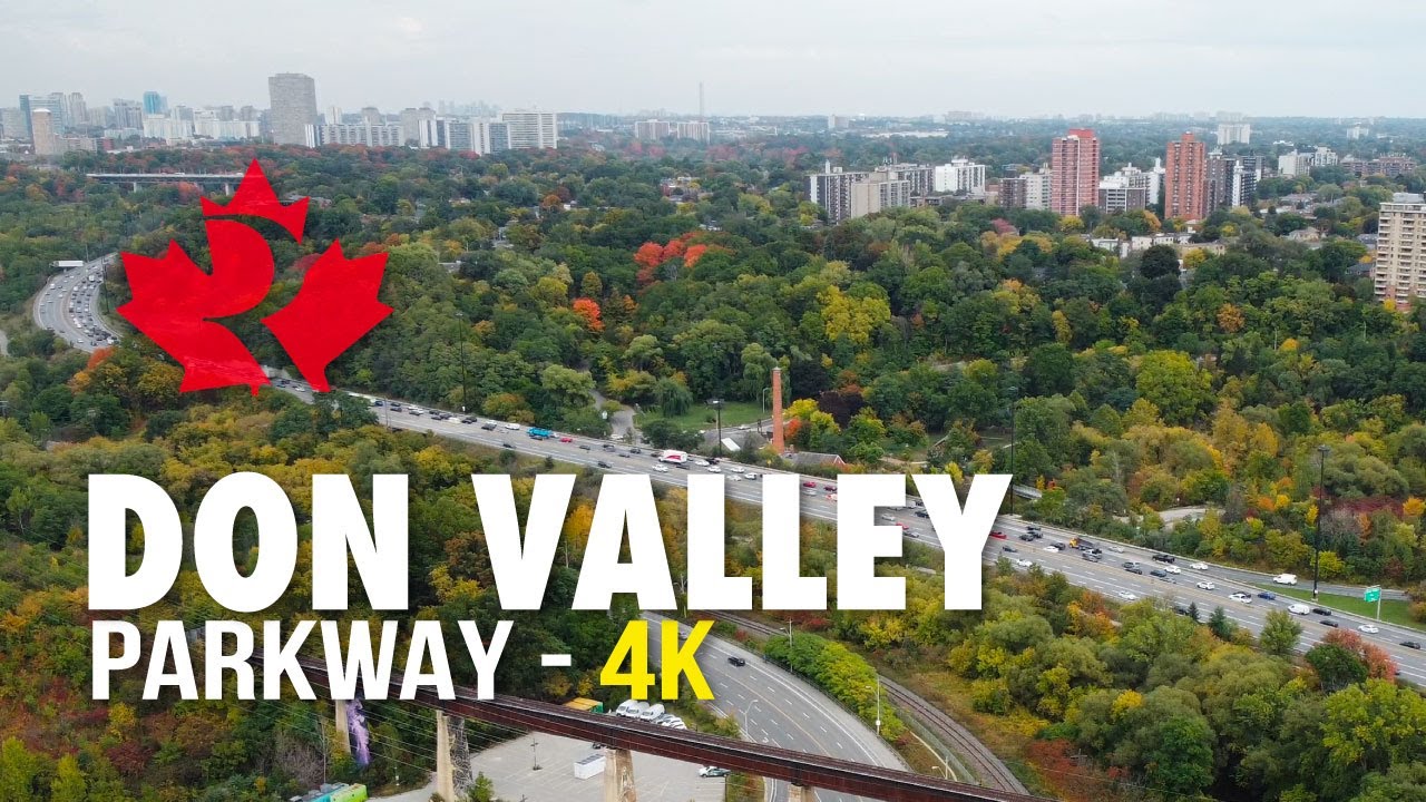 Don Valley Parkway from above 4k video footage