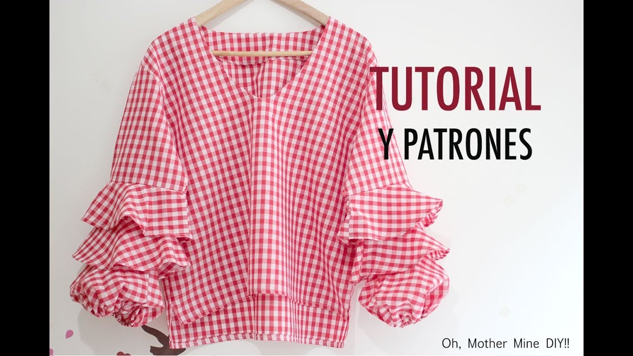 Costura blusa mangas con volantes para mujer (patrones gratis)