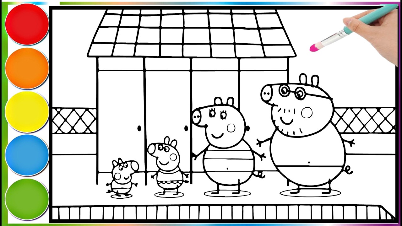 The zebra family visits Peppa Pig's family || Learn how to color the Peppa Pig pages