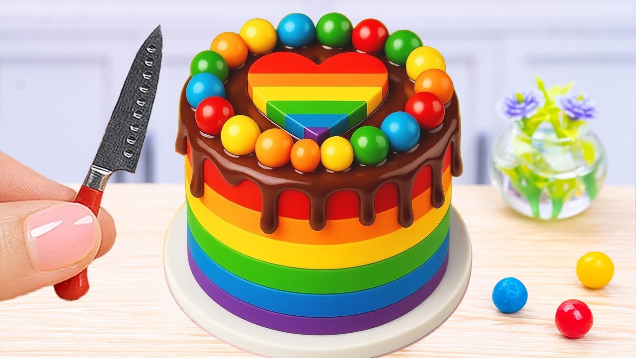 Amazing Kinder Cake Dessert | Best Mini Rainbow Cake Recipe With Kinder Chocolate
