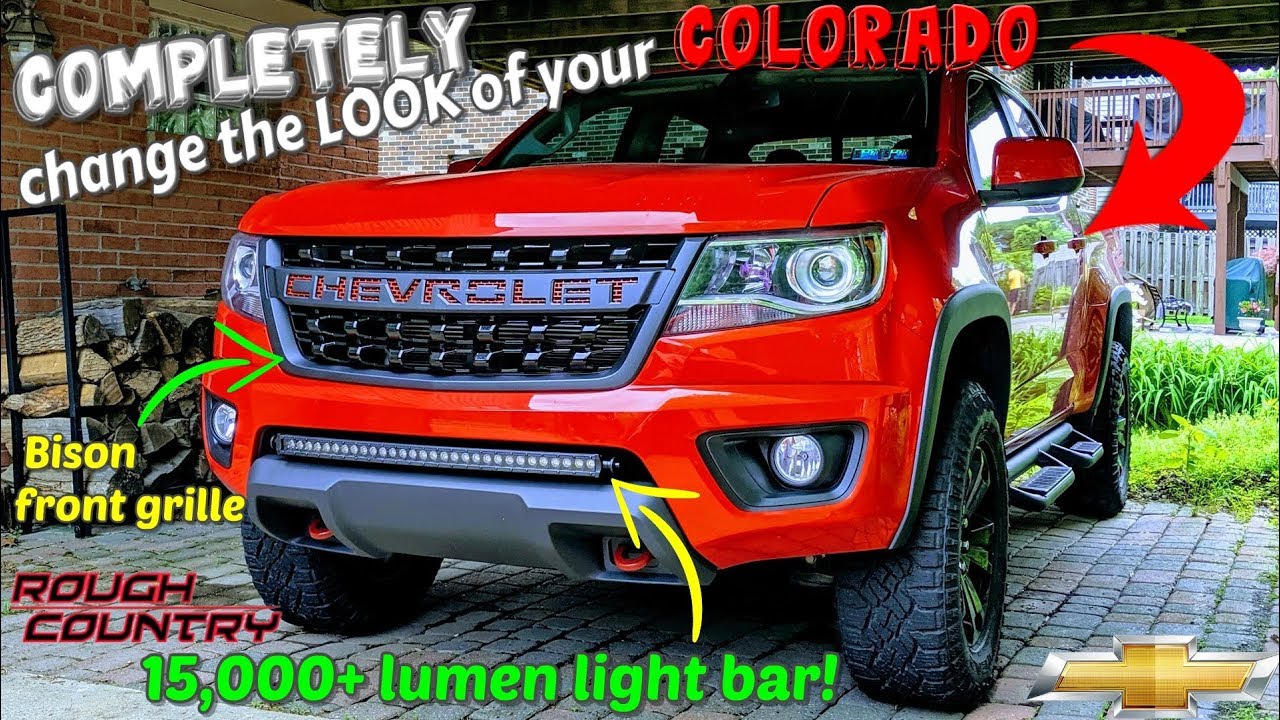 BISON GRILLE and 15,000 lumen LIGHT BAR install on my 2018 Chevy COLORADO!!