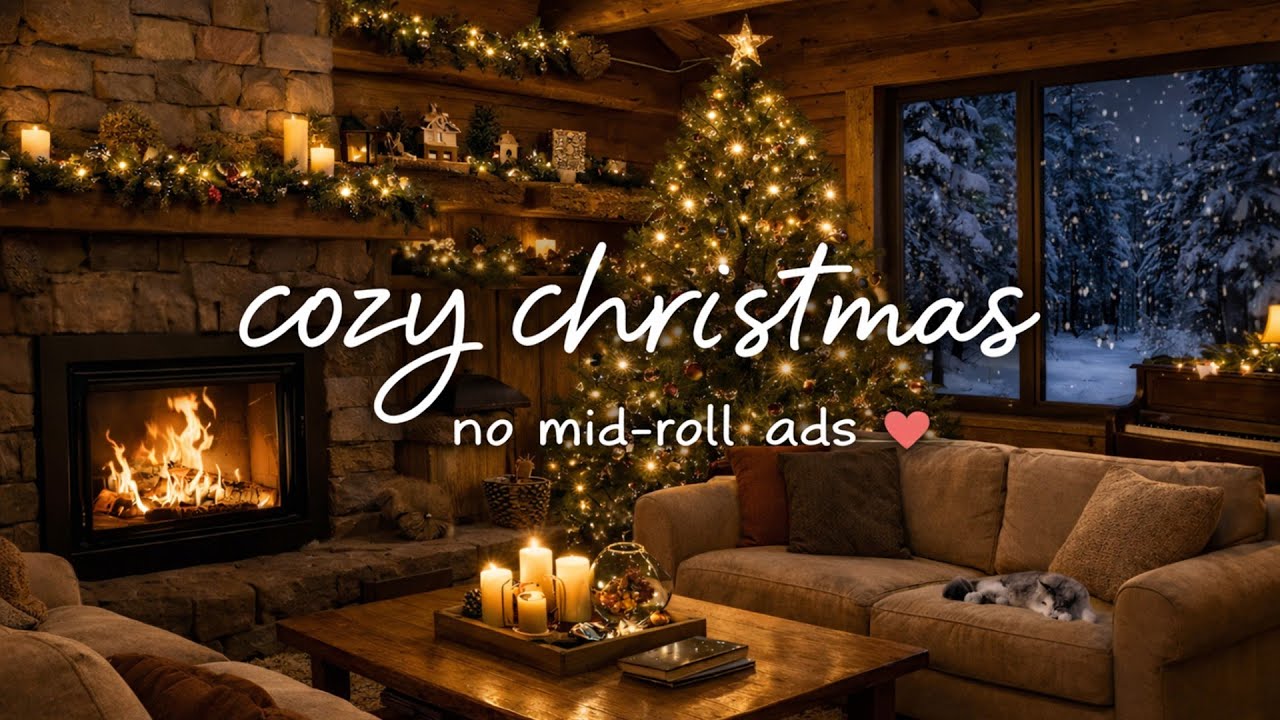 🎄 Cozy Christmas Cabin Jazz – Fireplace Ambience for Relaxing, Study & Work