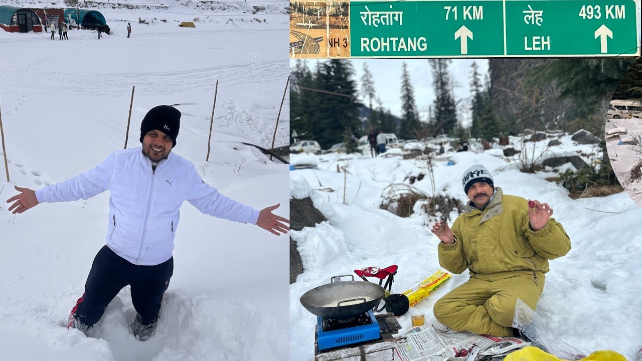 ATAL TUNNEL MANALI || SOLANG VALLEY MANALI TODAY || पहाड़ों पर बर्फ के बीच में खाना बनाते हुए  ||