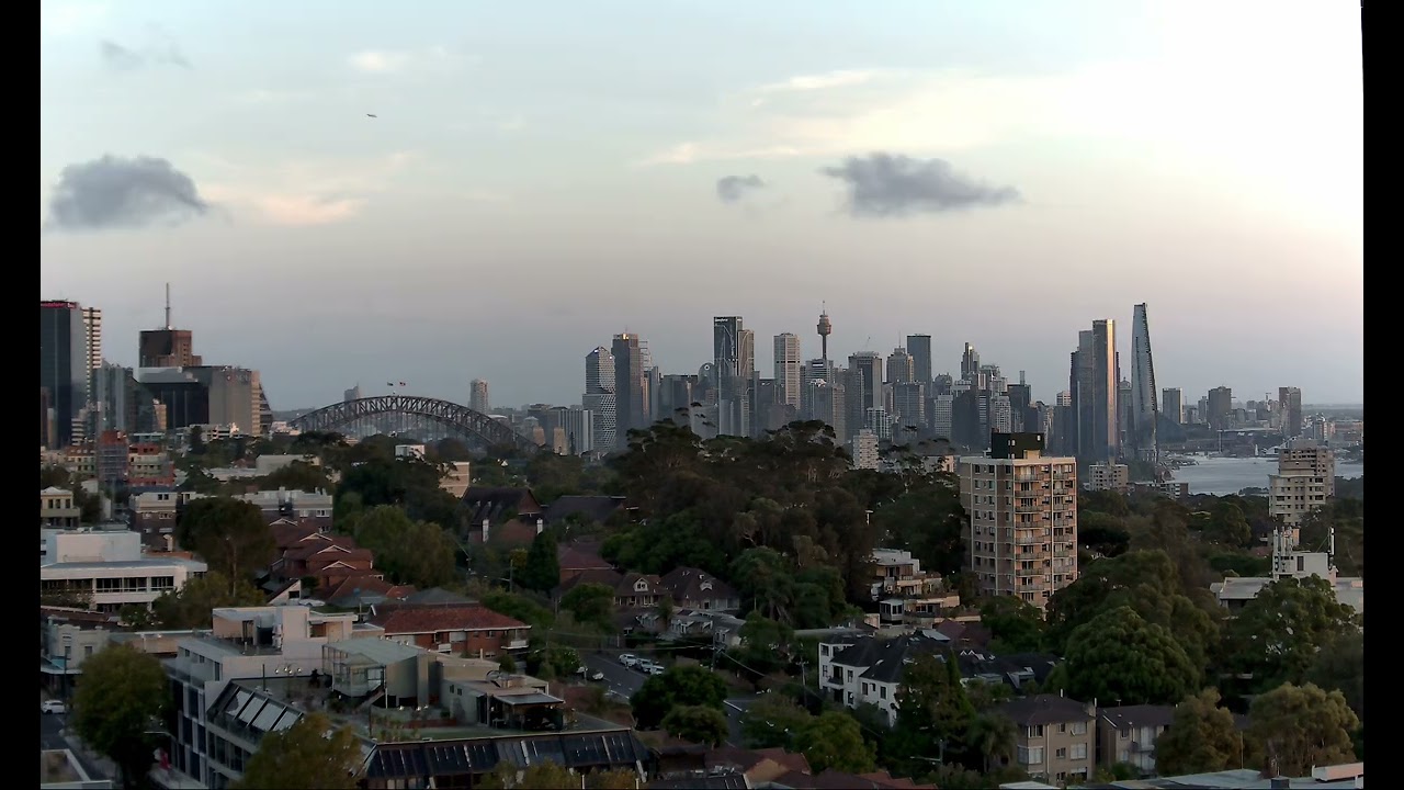Panoramic Sydney Skyline Sunset - Time Lapse