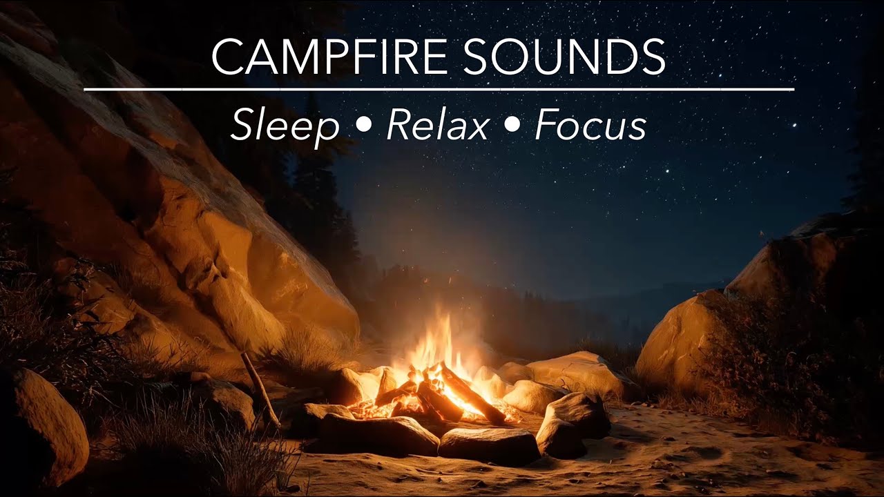 🌲 Night Campfire Ambience | Crackling Fire Sounds for Sleep & Relaxation 🔥