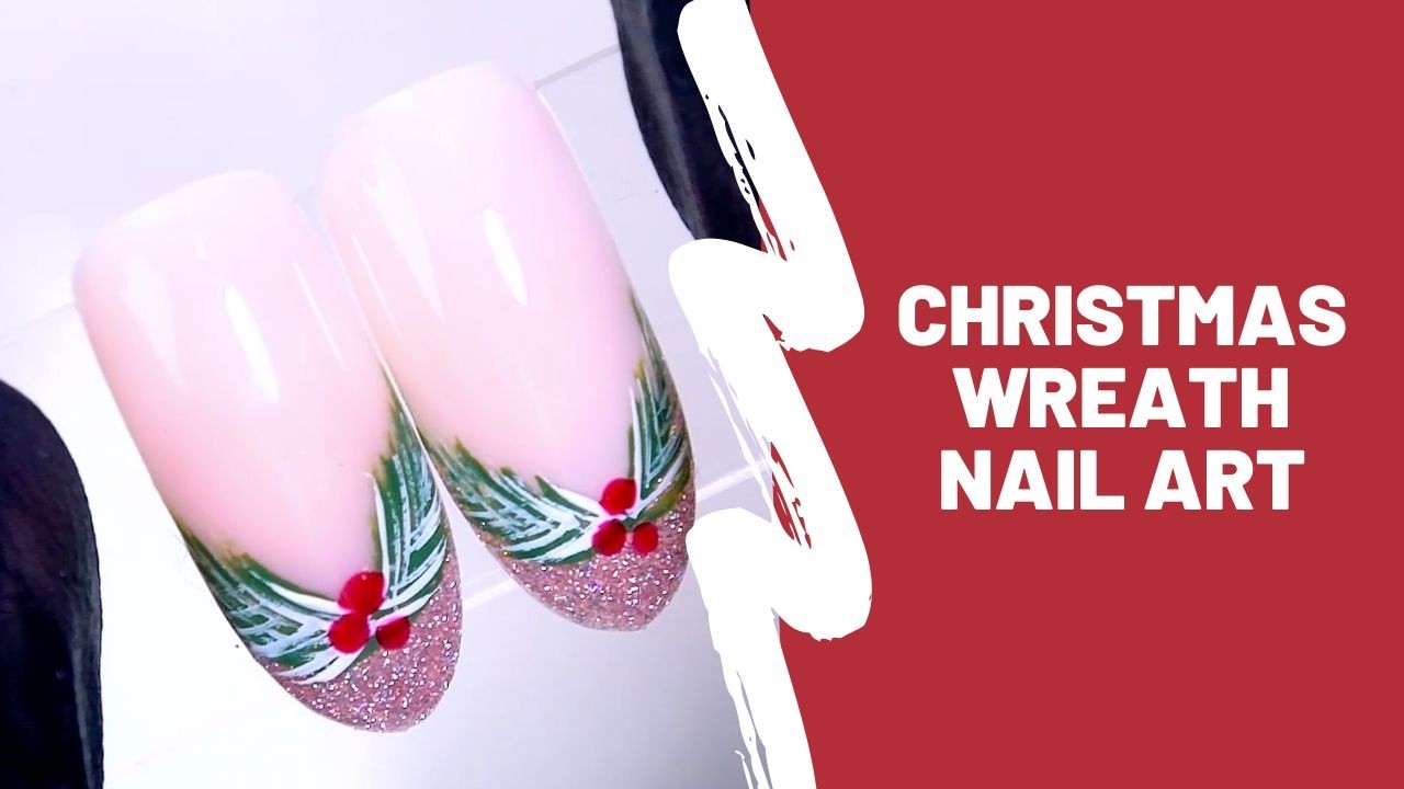Christmas Wreath Nail Art Tutorial #nailarttutorial