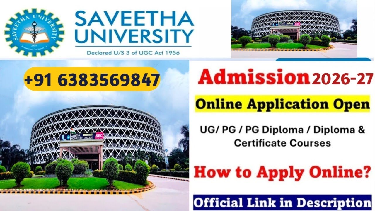 SIMATS 2026|Saveetha University|Fees Structure|Course details|Admission Process details|Vincent Info