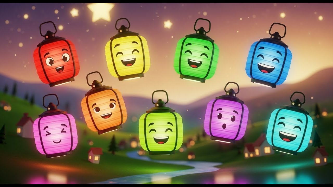 Nueve Pequeñas Linternas de Juguete Brillan | Canción de Luces y Colores para Niños