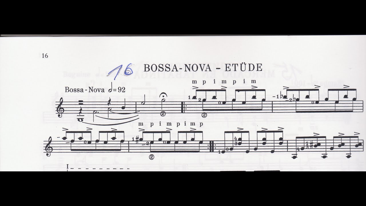 16  Bossa Nova Etüde aus dem Gitarrenspielheft Latin America