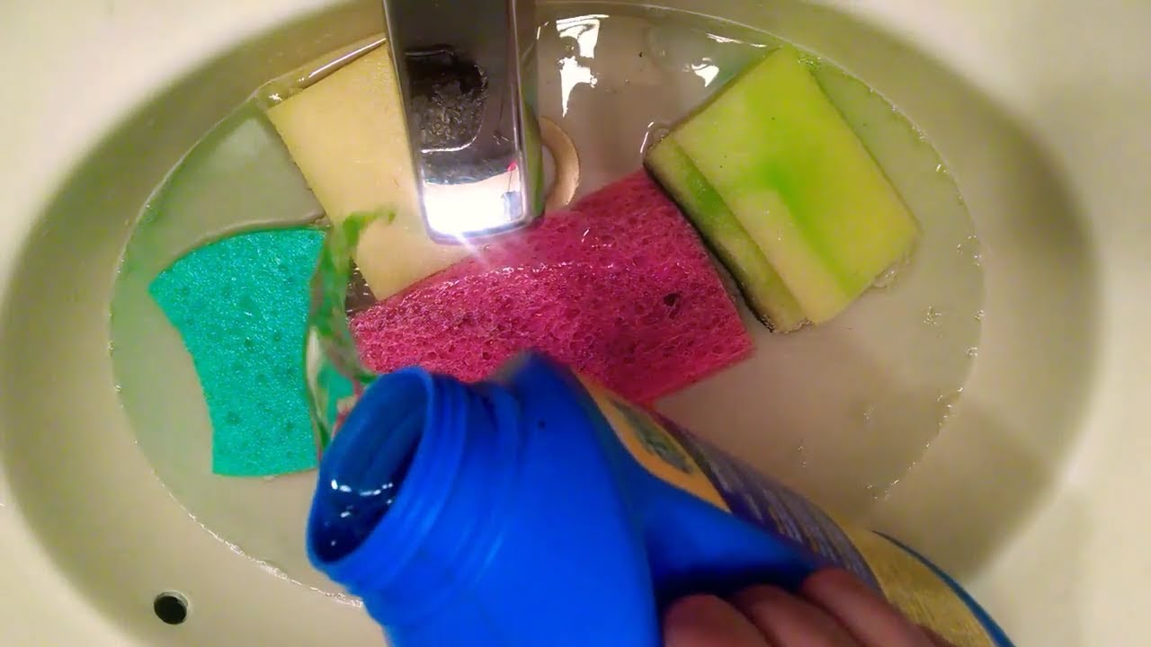 Soapy Sponge Squeezing & Scratching w/ Dish Soap, Fabuloso & Oxydol | ASMR CLEANING, SPONGES, SUDS