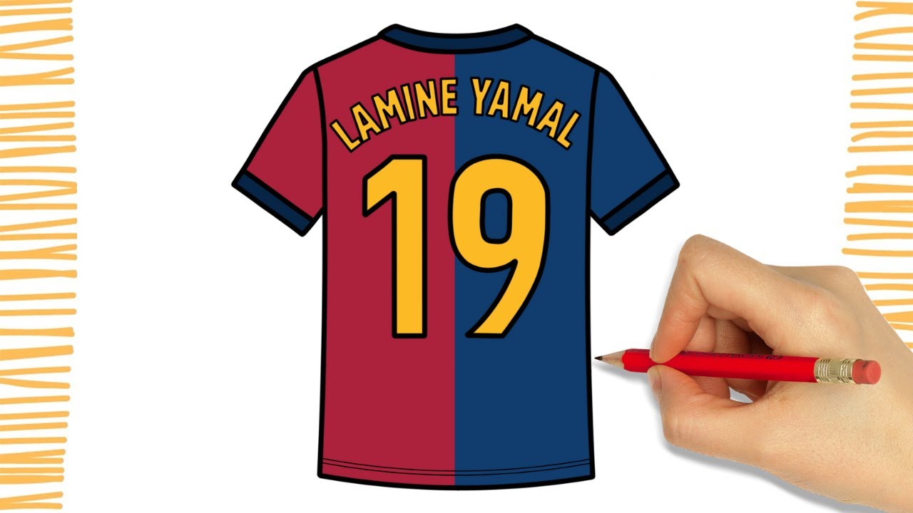 Como Dibujar La CAMISETA DE LAMINE YAMAL I BARCELONA