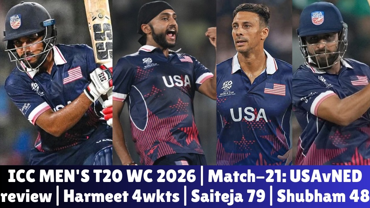 ICC MEN'S T20 WC 2026| Match-21: USAvNED review| Mukkamalla fiery 79| Harmeet 4wkts| Schalkwyk 3wkts