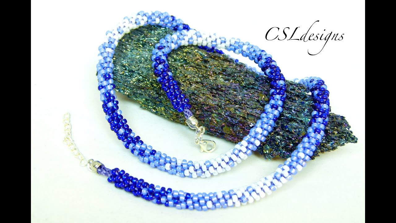 Ombre beaded kumihimo necklace