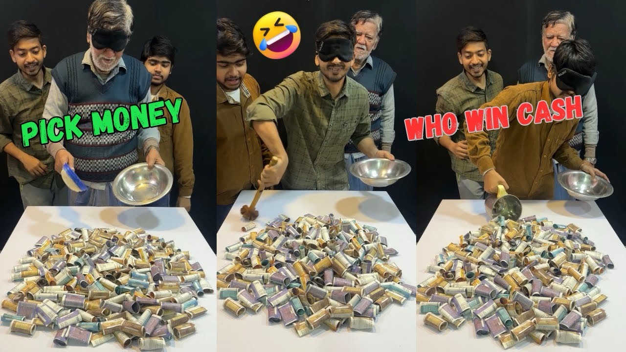 Blindfold Object Pick Money 🤗| Familychallenge || @Aky_Show #challenge #shorts 