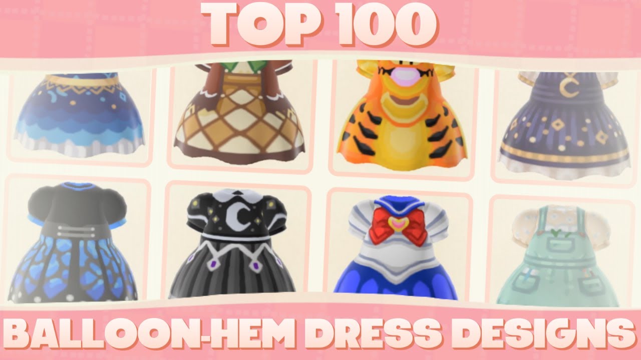 Top 100 Custom Balloon-Hem Dress Designs For Animal Crossing New Horizons!