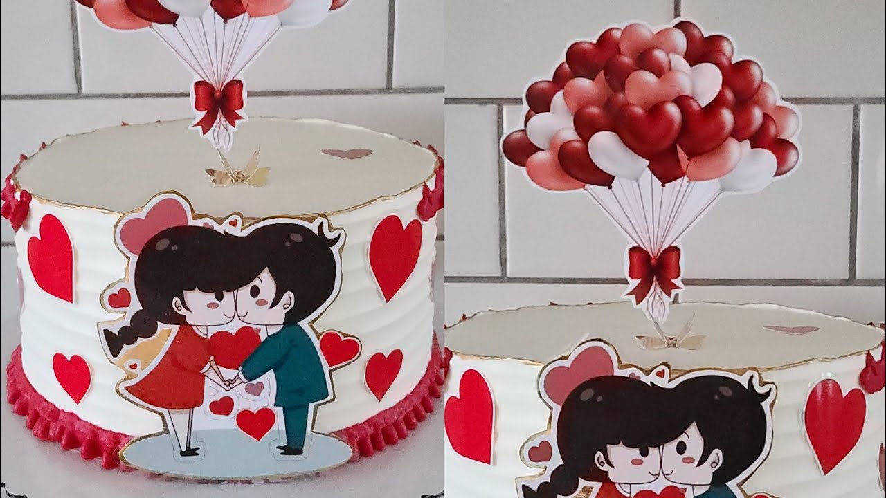 Como hacer cake topper para pasteles, Pastel Para San Valentín 14 De Febrero