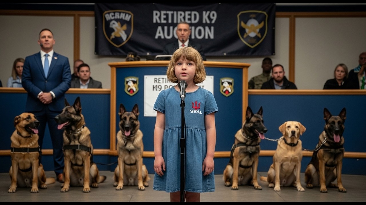 Navy SEAL’s Daughter Entered a Retired K9 Auction Alone — The Dogs Froze at Her Words