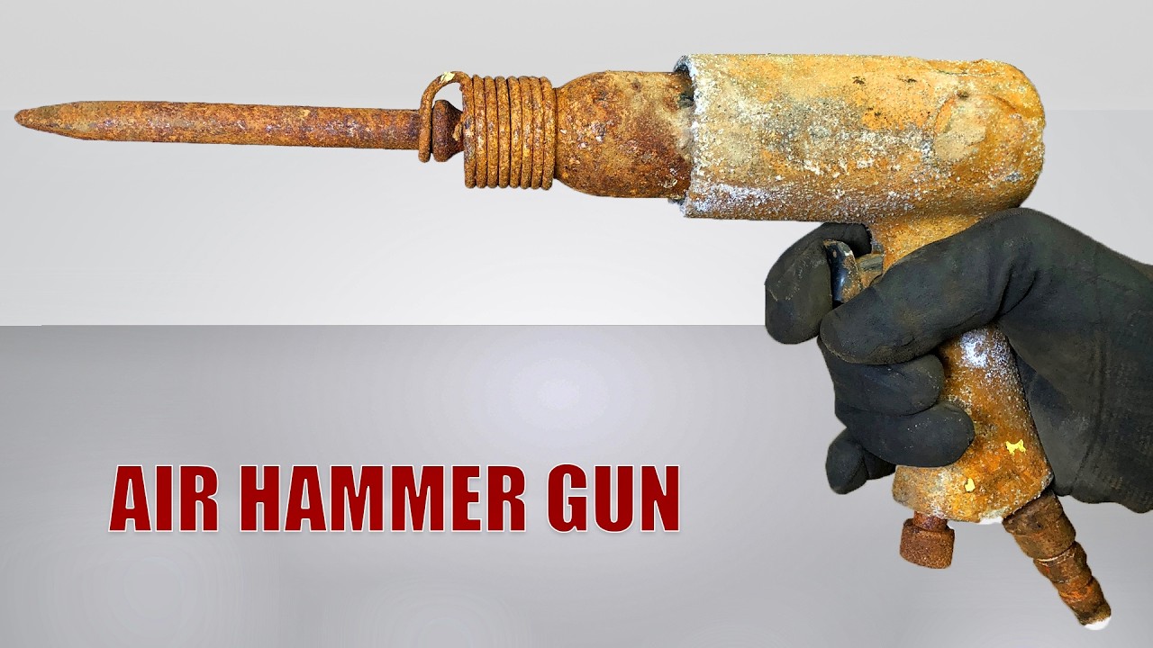 Antique Rusty Pneumatic Air Hammer Gun - Drill Machine Restoration