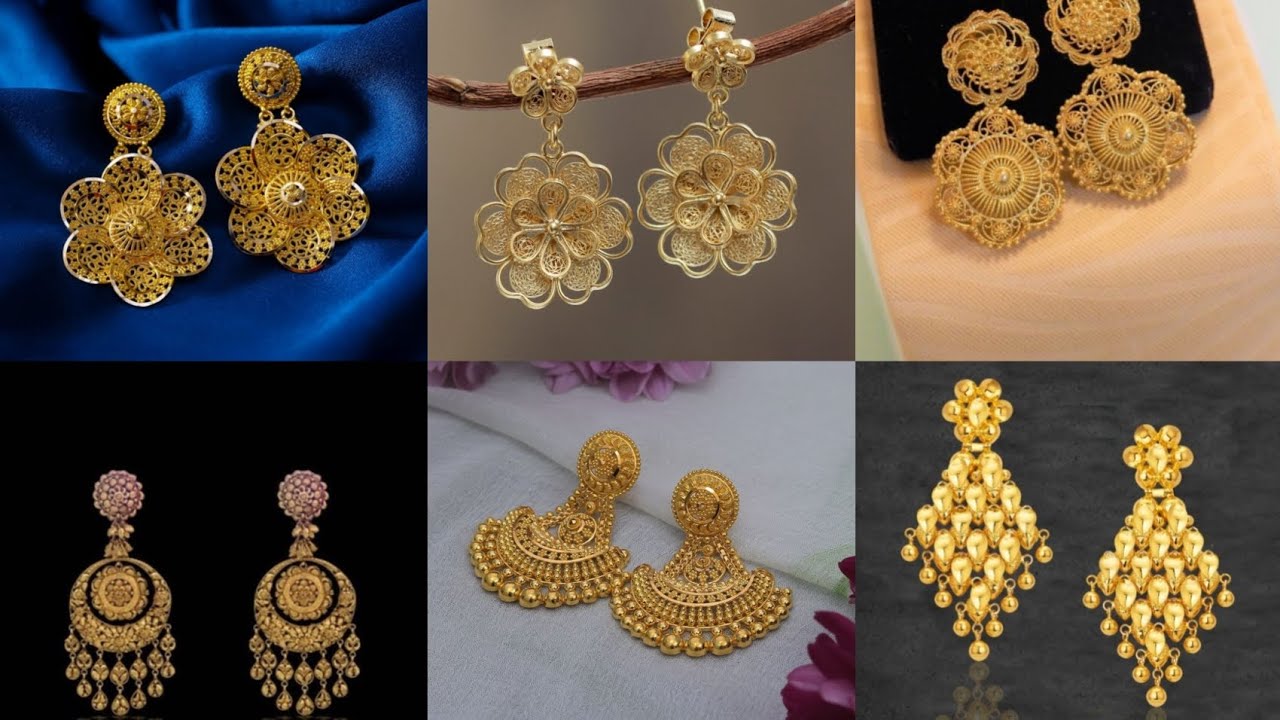 Beautiful gold jewellery design for womens . Gold earrings design for womens 