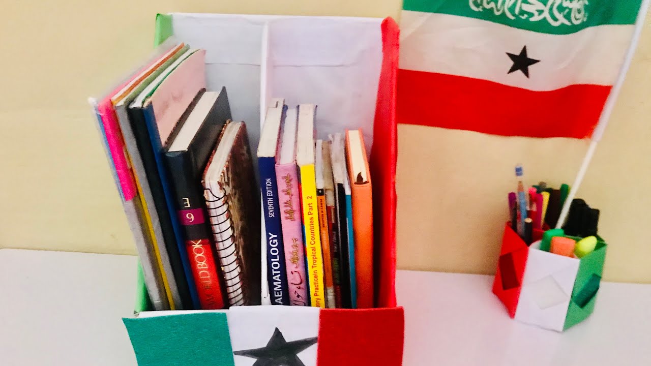 Sida loo sameeyo shelves buugta lagu gurto  iyo box qalimaanta✏️📕💚🤍❤️