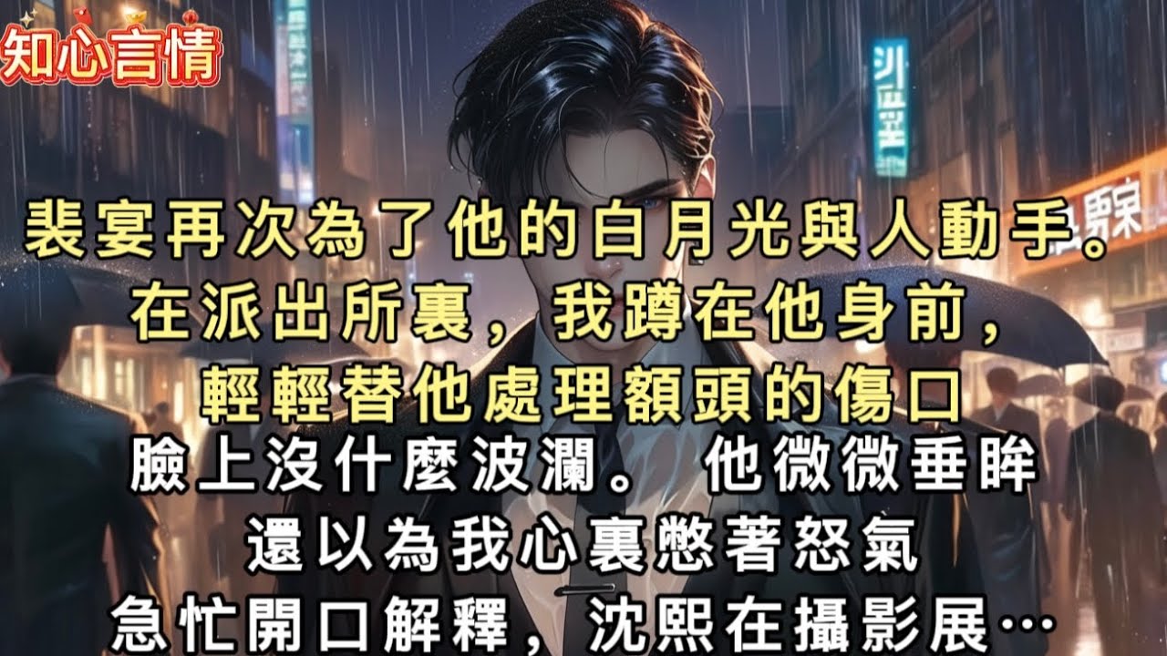 裴宴再次為了他的白月光與人動手。 在派出所裏，我蹲在他身前， 輕輕替他處理額頭的傷口，臉上沒什麼波瀾。 他微微垂眸，還以為我心裏憋著怒氣。 急忙開口解釋，沈熙在攝影展被客人為難…