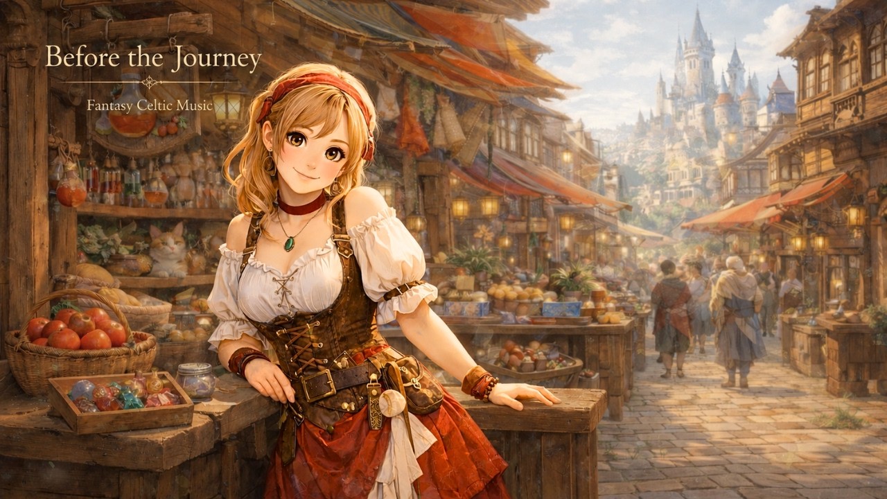 Morning Market Fantasy Lofi｜城下町の朝 作業用BGM 60分