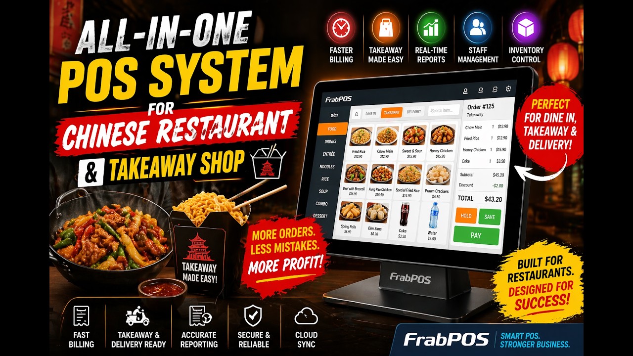 FrabPOS all-in-one POS system for Chinese Restaurants/Takeaway - Handle dine-in, takeaway & onlin