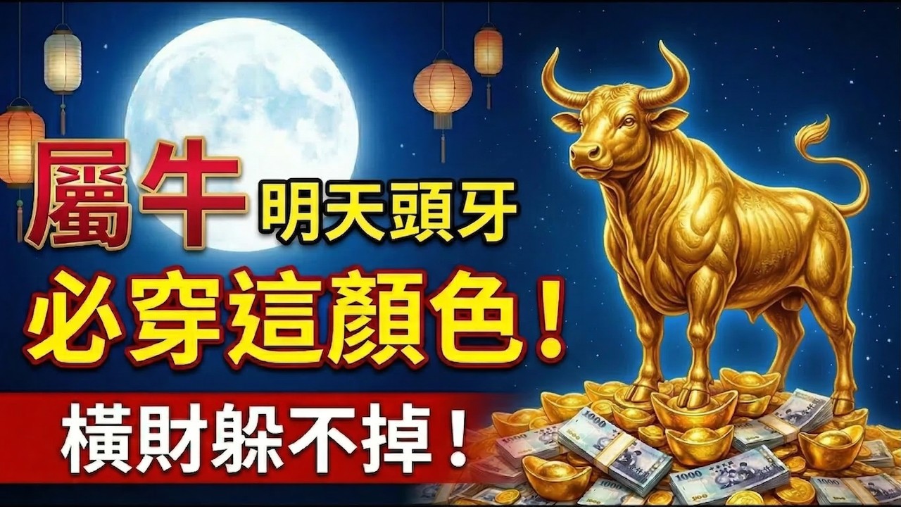 生肖牛，明天20號「頭牙」，农历二月初二，土地公生日！一定要穿「這顏色」！助你橫財滾滾來！#生肖牛2026運勢 #2026屬牛運勢 #土地公生日 #頭牙 #招財顏色 #偏財運 #幸運顏色 #二月二