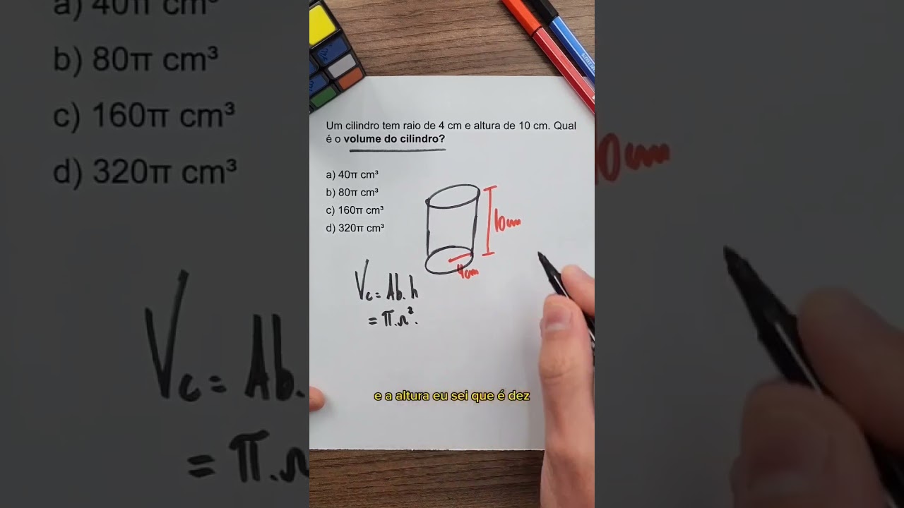 Qual &eacute; o volume do cilindro? #Matem&aacute;tica #enem #concursos #educa&ccedil;&atilde;o #professor