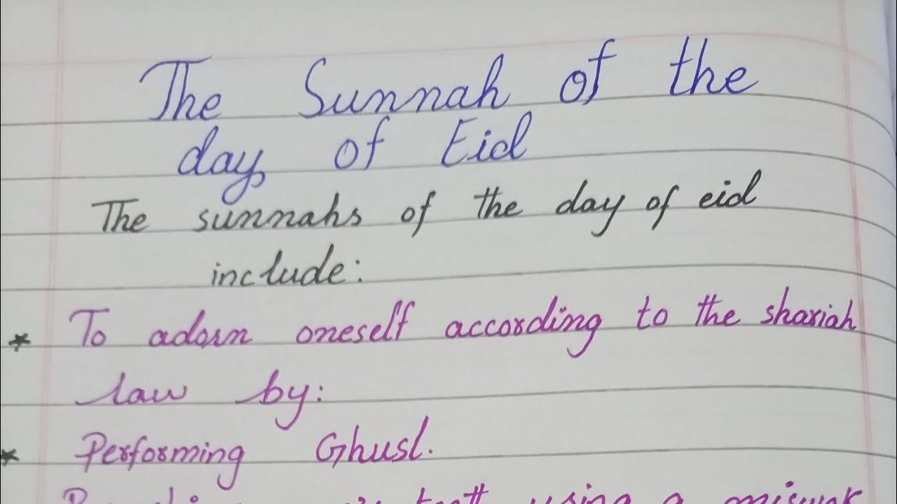 ||the Sunnah of the day of Eid|| #sunnahofprophet #eidulazha #handwriting