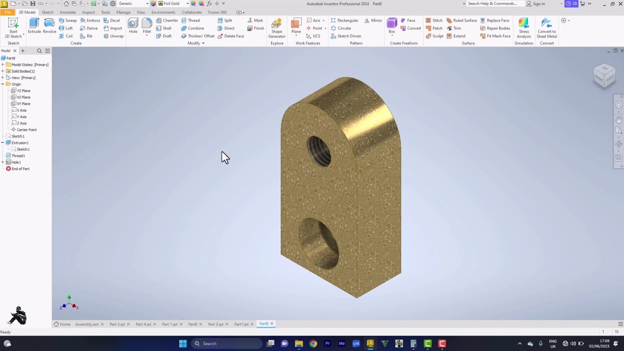 Autodesk Inventor 2025 - Clamp Part 2