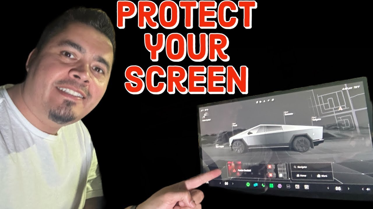 Установка защитного покрытия для экрана Tesla CyberTruck от TWRAPS