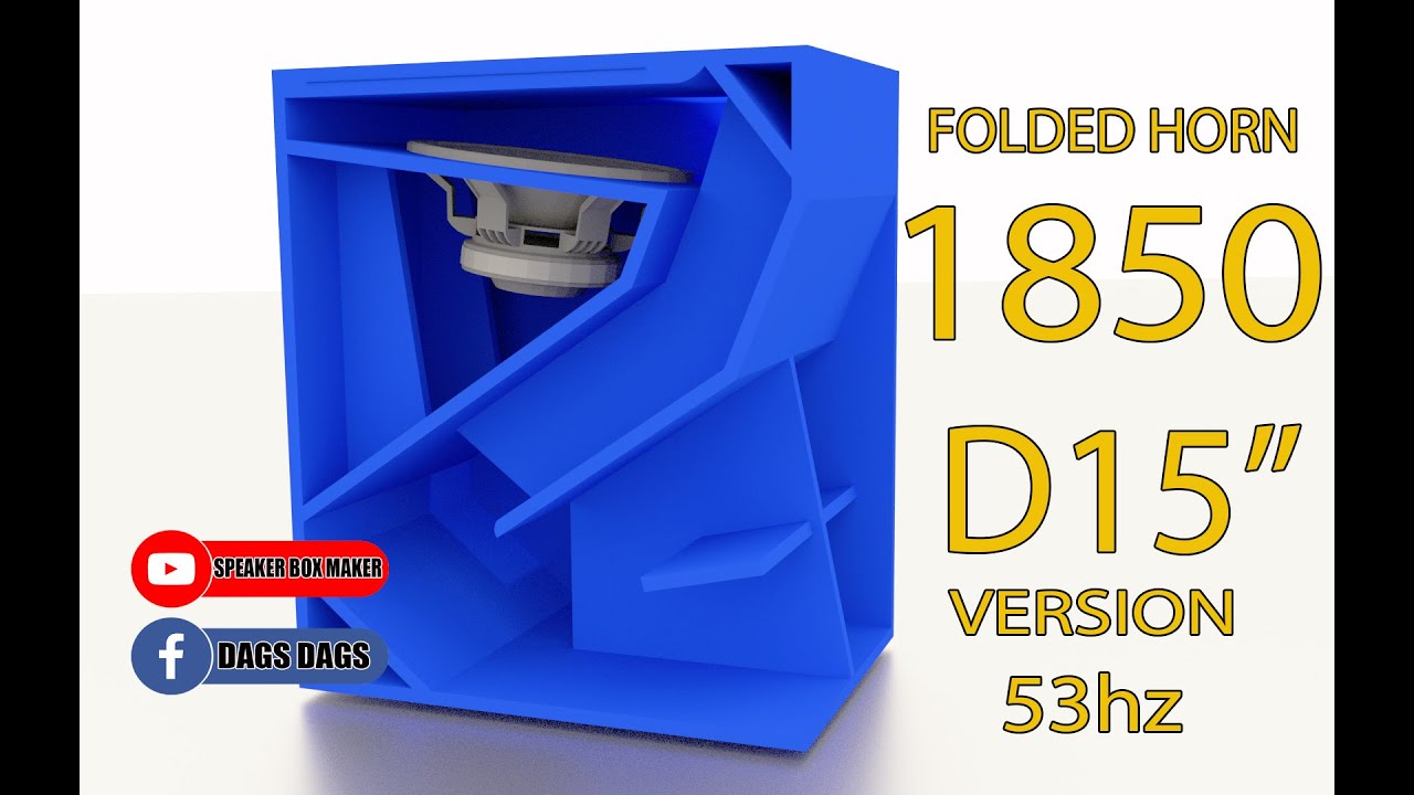 FOLDED HORN 1850 D15 VERSION 2024- SPEAKER BOX DESIGN- CM AND INCHES MEASUREMENTS- NEW DESIGN