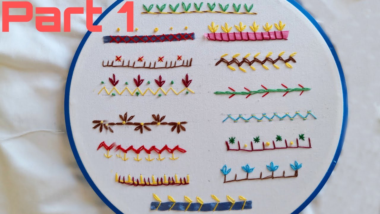 Hand Embroidery : Basic stitches for begining - part 1:التطريز اليدوي بعض أشكال الغرز للمبتدئين