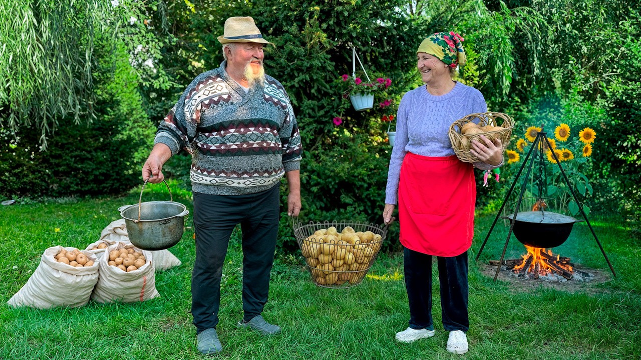 Village Family Harvest 🌾 | Horse Plowing and Potato Feast