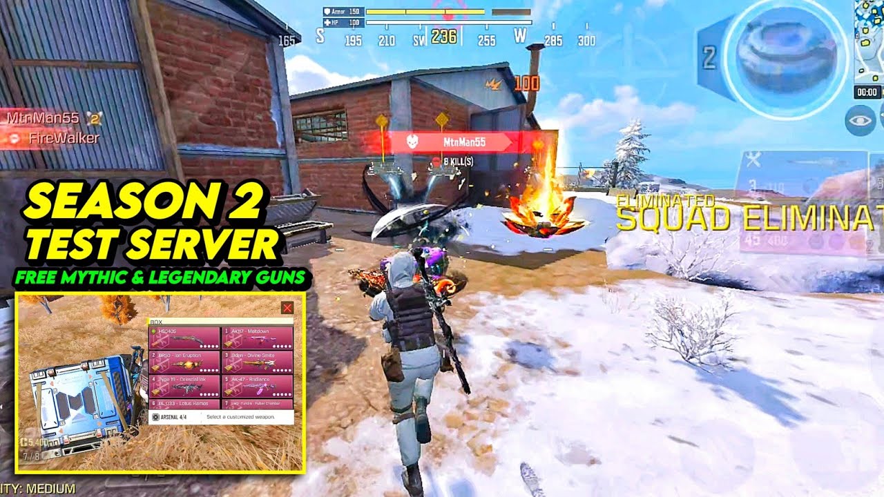 Playing COD Mobile Season 2 Test Server | 10 Loadout Slot / Free Mythic & Legendary Guns