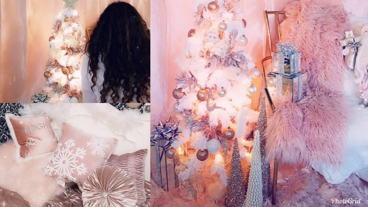 DECORATE WITH ME : CHRISTMAS TREE ROOM  TOUR 2018 BLUSH PINK GLAM BUDGET FRIENDLY HOME DECOR🎄🎀