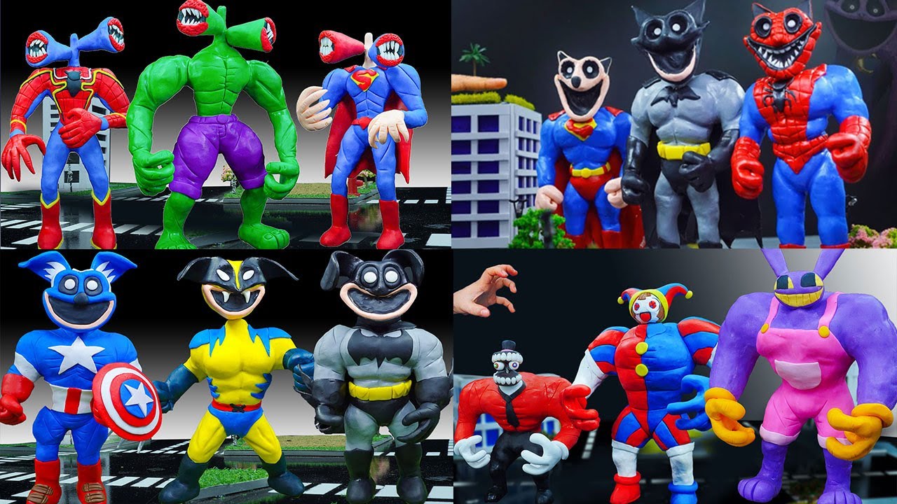 Spider-man Catnap Vs Dogday series Unbox, Sirenhead hero toy figures, Pomni Jax action dolls