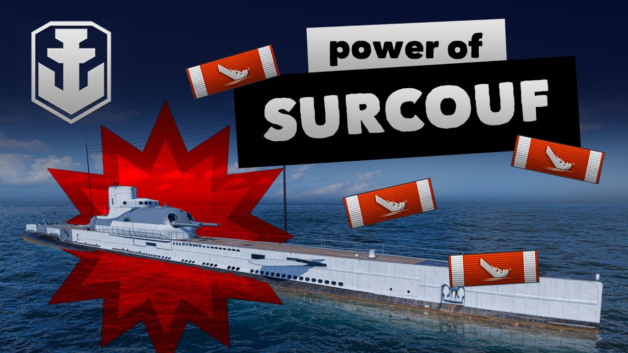 SURCOUF legendary french submarine with big guns (World of Warships)