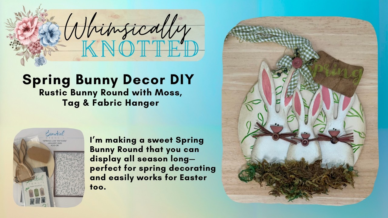Spring Bunny Decor DIY | Rustic Bunny Round with Moss, Tag & Fabric Hanger