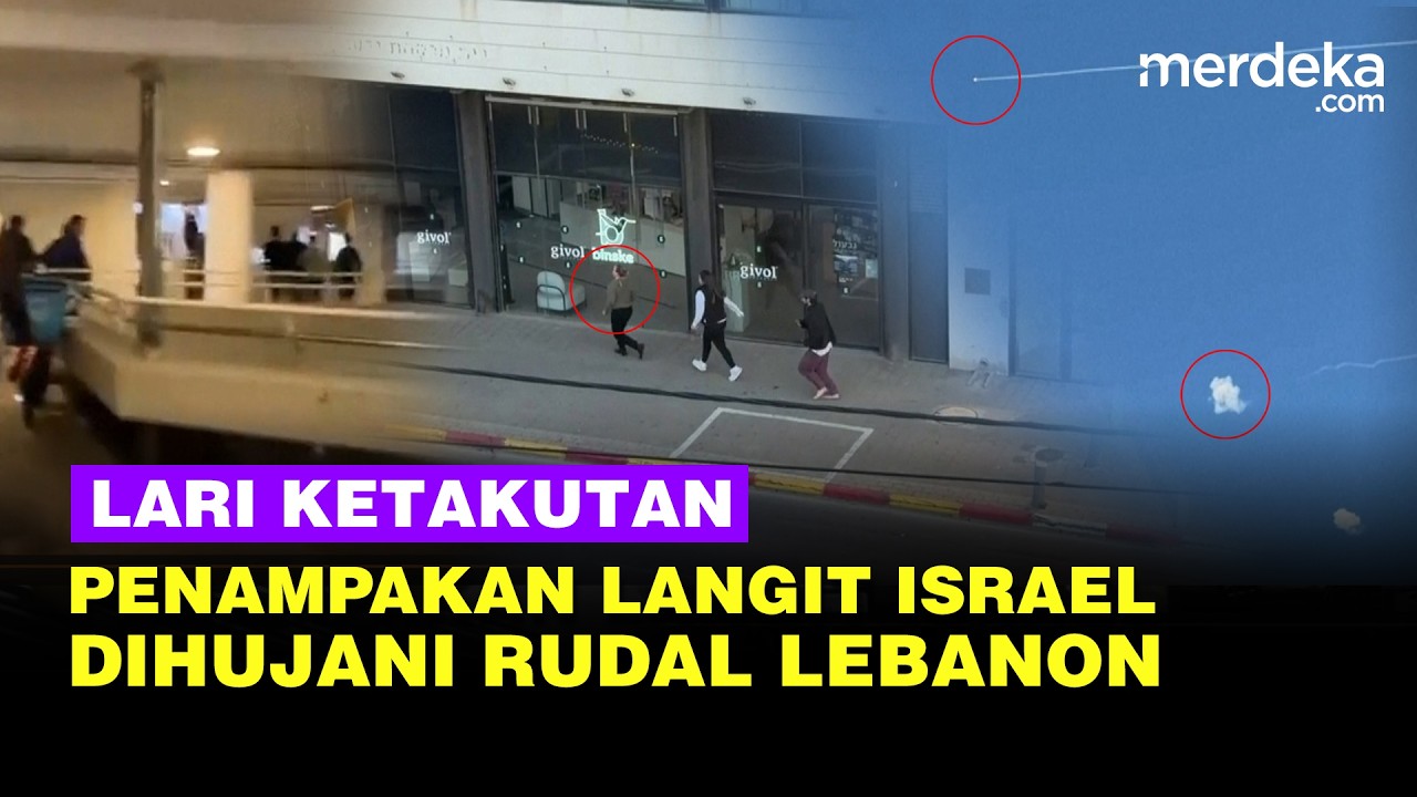 Penampakan Langit Israel Dihujani Rentetan Serangan Rudal Lebanon, Warga Lari Ketakutan
