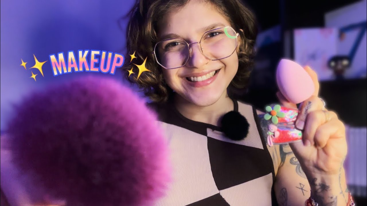 ASMR MAQUIAGEM TODA ROSINHA 💕 Roleplay maquiadora