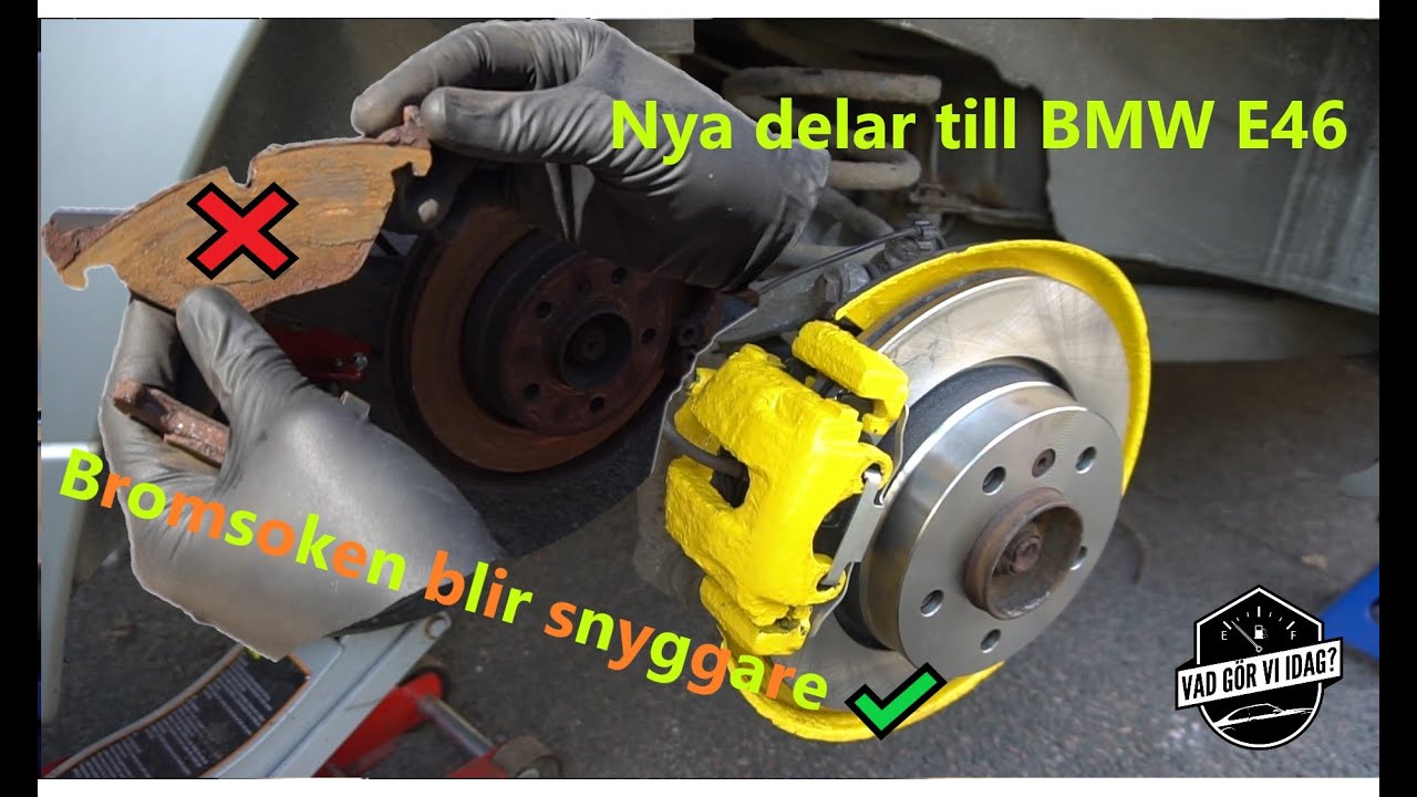 Byte av bromsskivor, bromsbelägg, målar bromsok m.m bak på en BMW e46