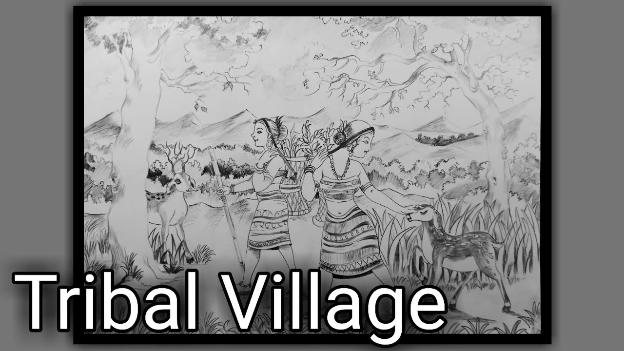 How To Draw Tribel Village / Easy Outline Drawing