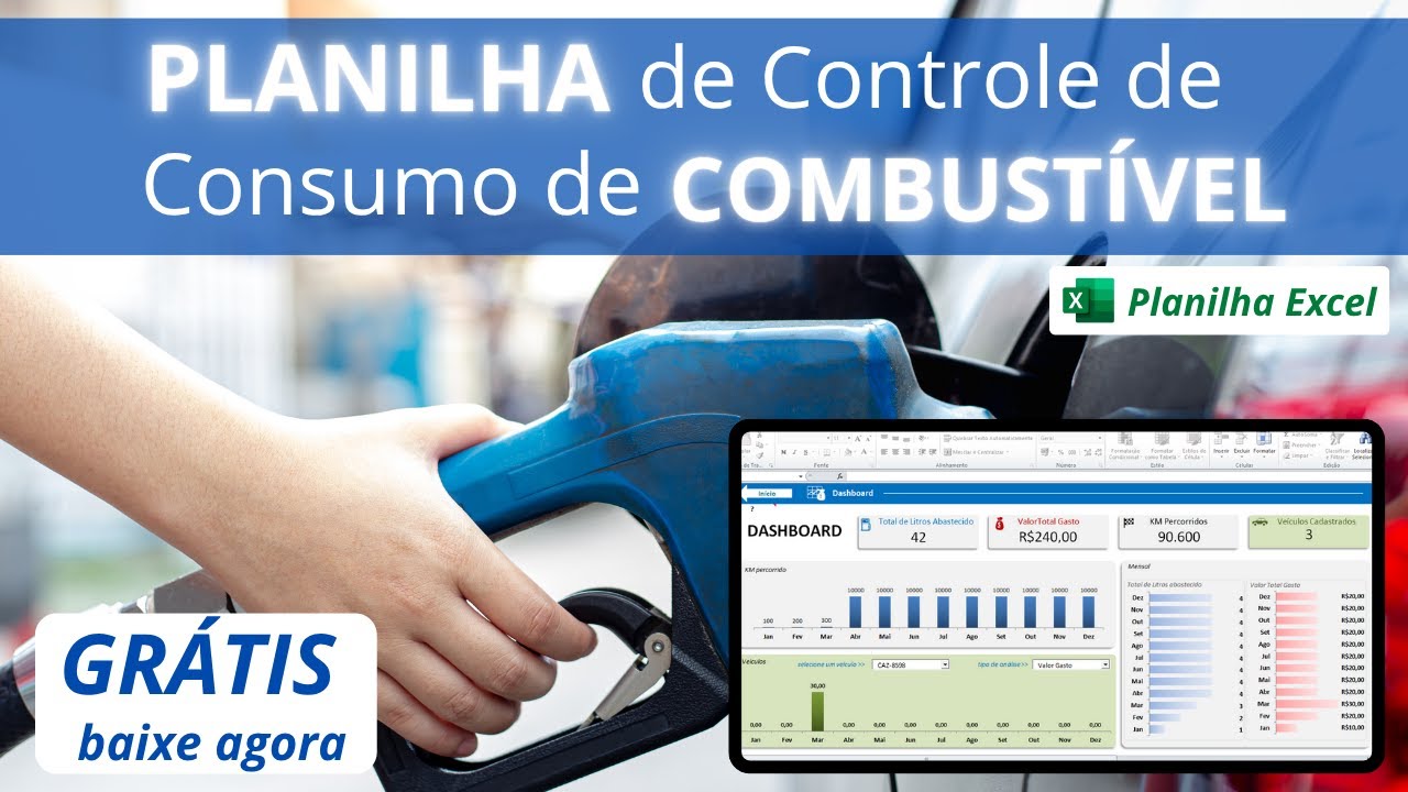 💢[Grátis] Planilha de Controle de Combustível - Cálculo de Consumo de Combustível Excel