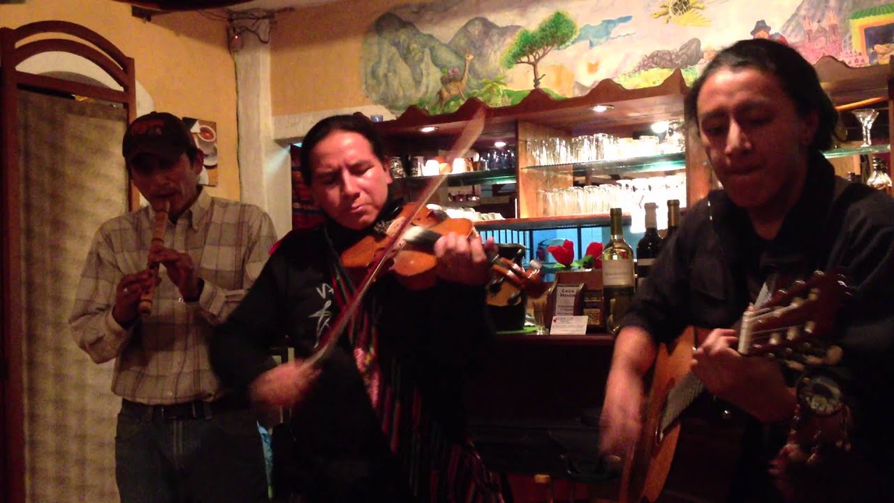 Ecuadorian folk music played by street musicians in Banos, Ecuador.