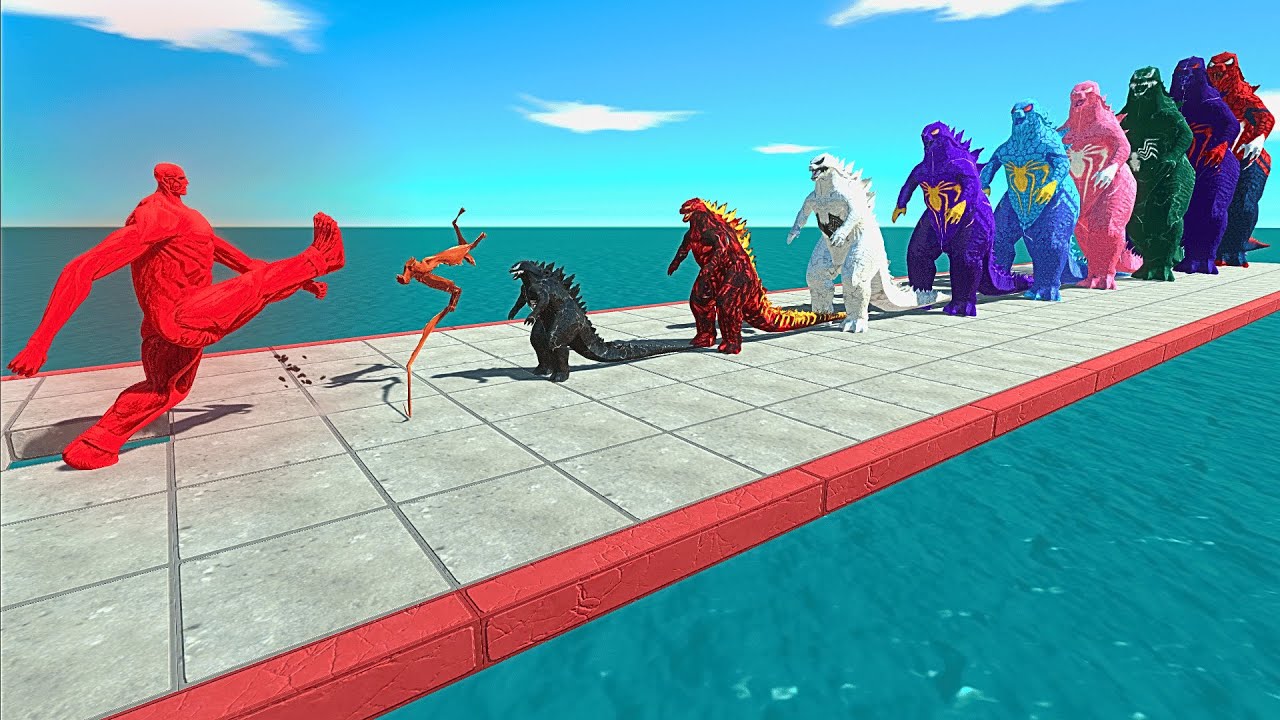 ALL Colossal Titan VS 10 Levels of SPIDER-MAN Godzilla Team - Animal Revolt Battle Simulator