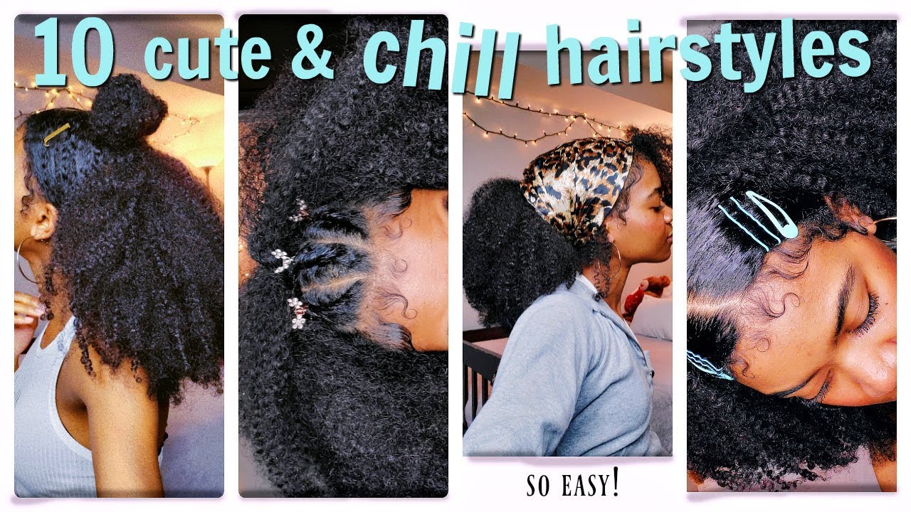 10 Cute & Chill Natural Hairstyles Under 5 mins. on an Old Wash & Go + Slayed Edges Tutorial