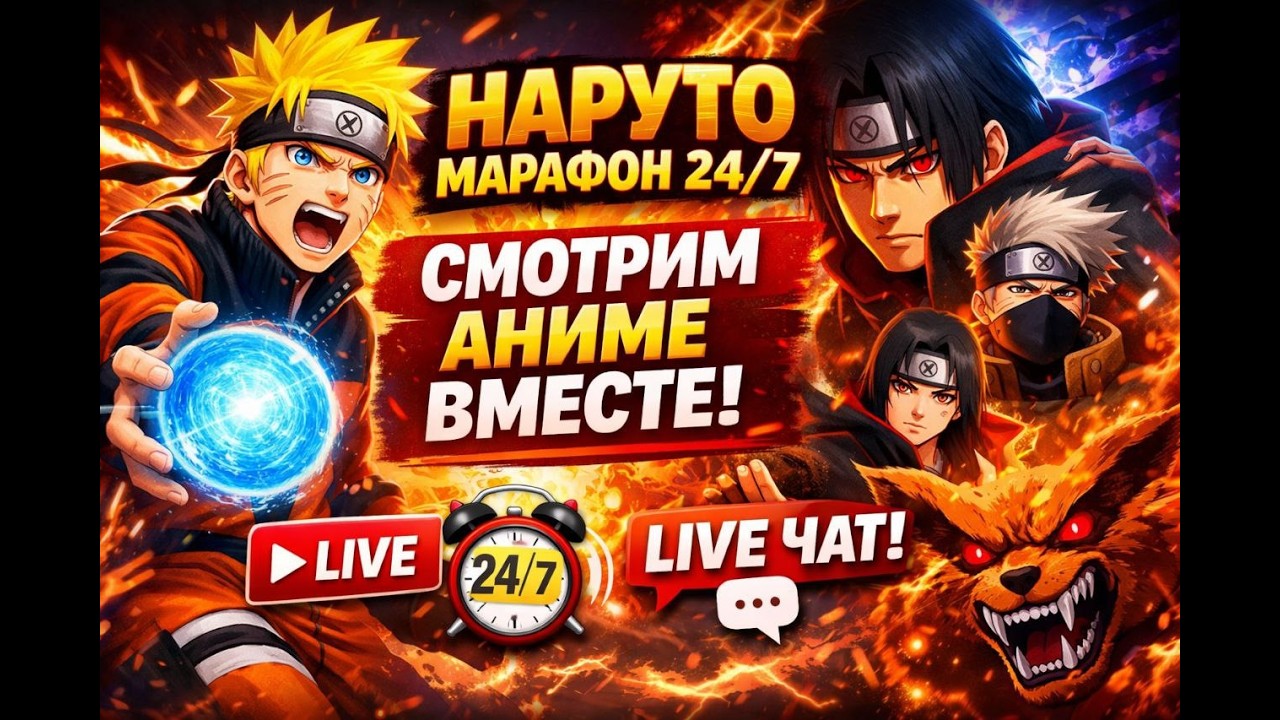 СМОТРИМ НАРУТО ВМЕСТЕ 24/7 😱 | Жёсткие Бои и Лучшие Моменты | LIVE