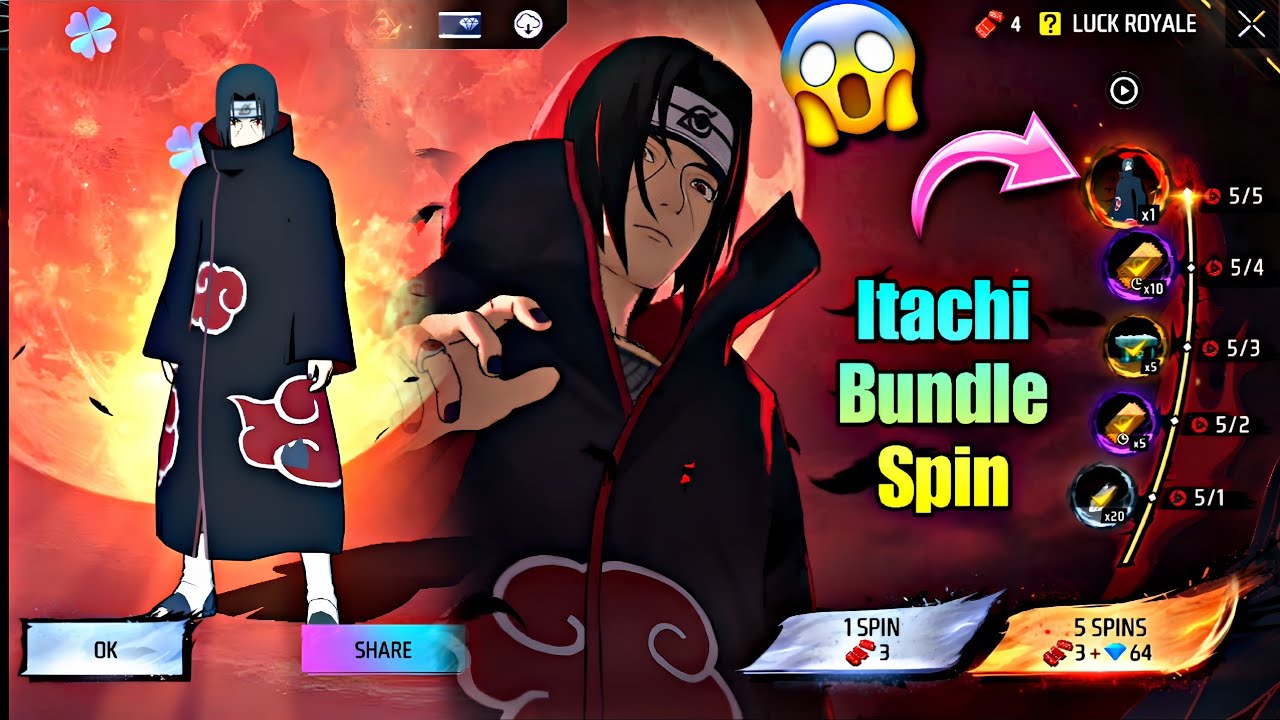 Itachi Bundle Event In Indonesia Server 🔥 | Itachi Bundle Spin | Free Fire X Naruto #freefiremax